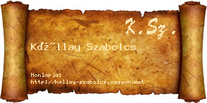 Kállay Szabolcs névjegykártya